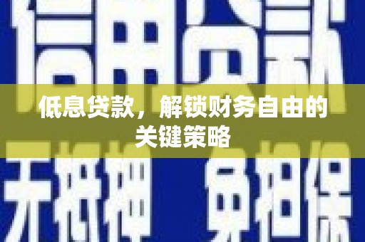 广水低息贷款，解锁财务自由的关键策略